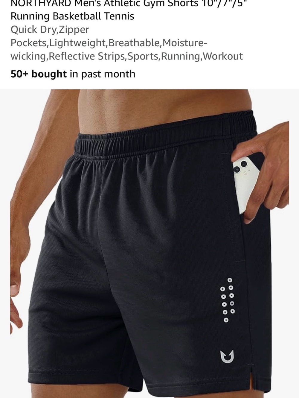 Men’s Black Athletic Shorts with Side Pockets